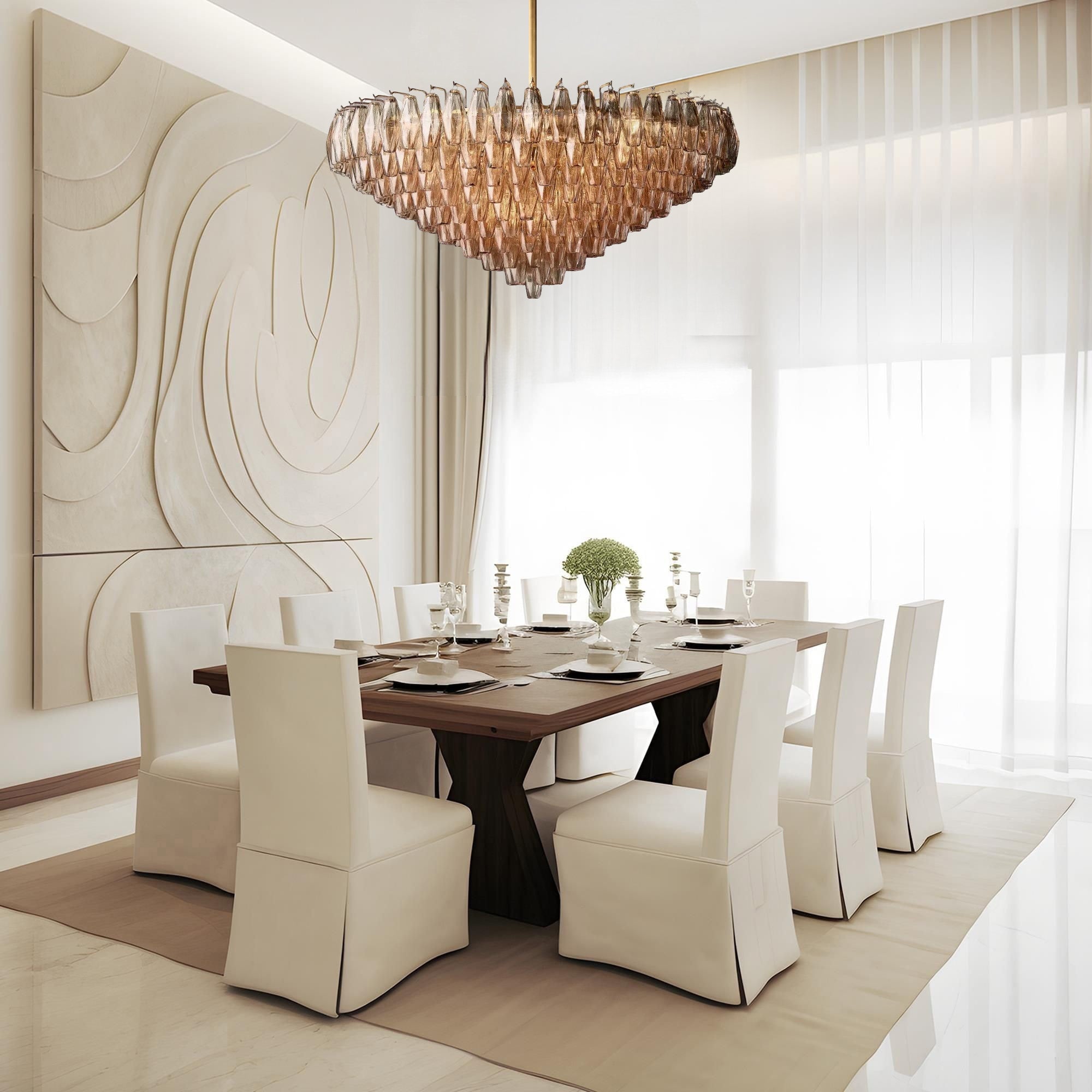 CHIARAD SMOKE GLASS TIERED ROUND CHANDELIER