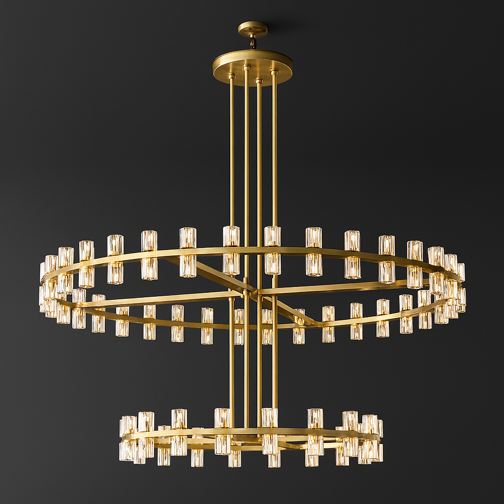 Arcachone Round Crystal Two-tierd Wagon Wheel Chandelier