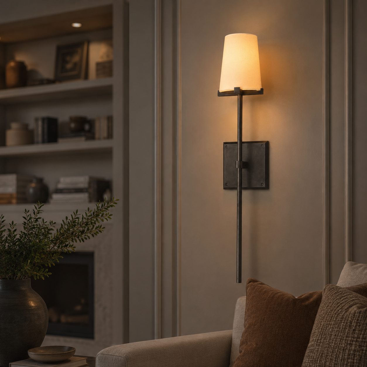 Pauillace Fabric Shade Torch Sconce