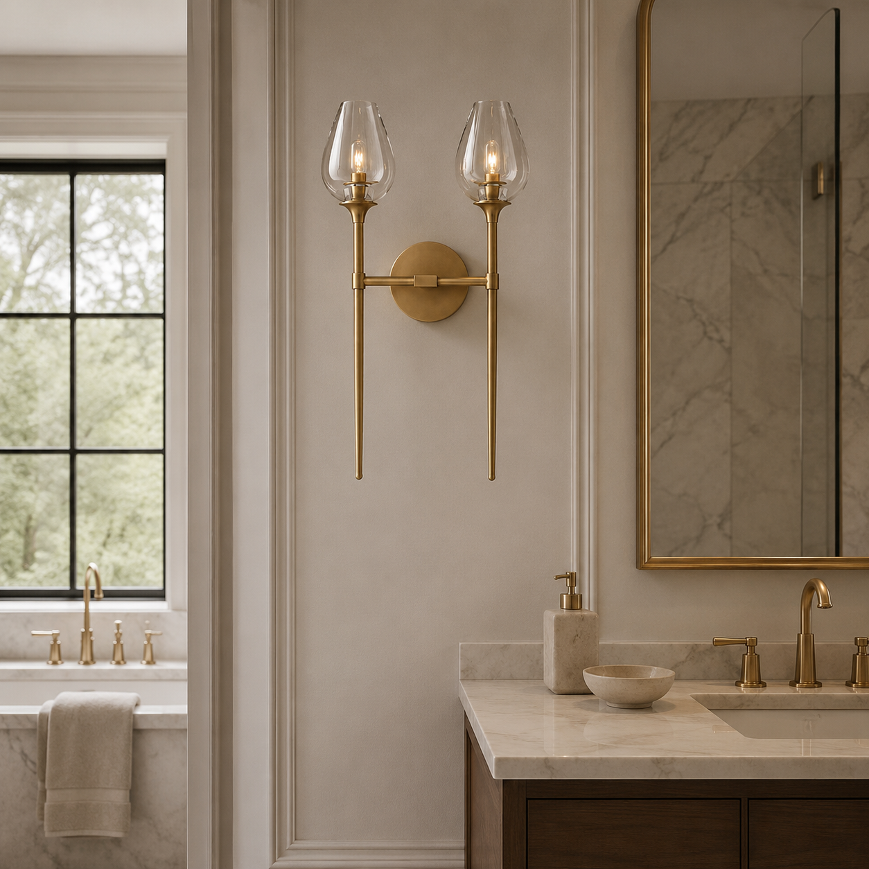 Tulip Glass Double Sconce