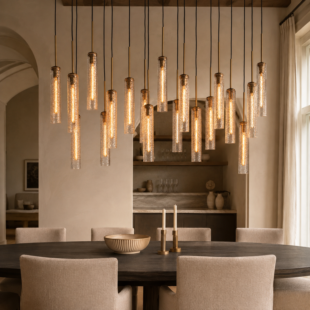 Colleena Linear Hammered Glass Chandelier