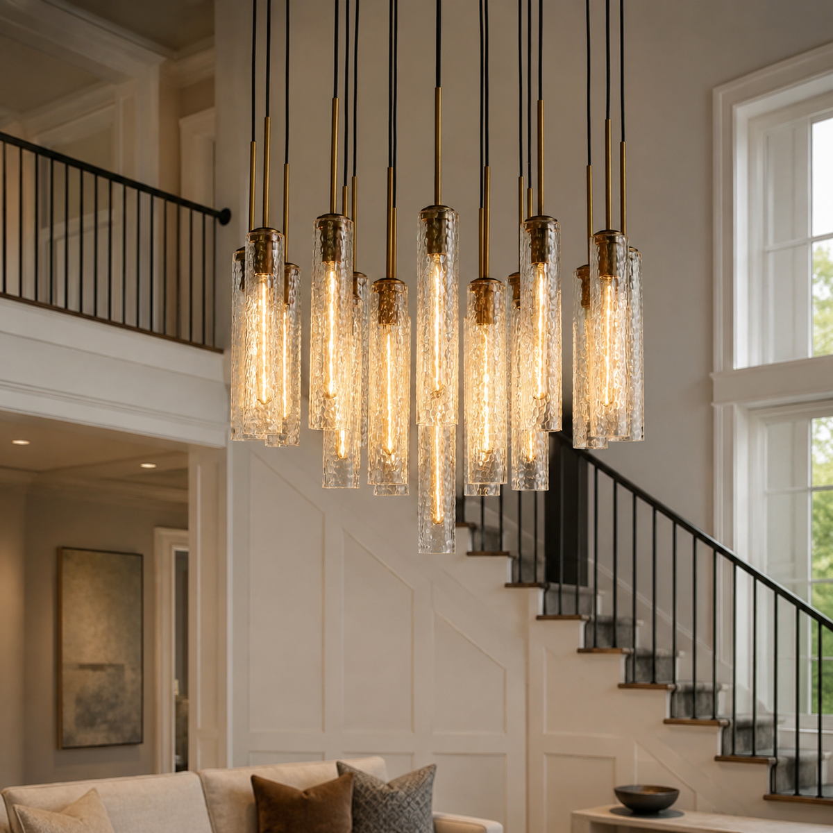Colleena Hammered Glass Round Chandelier