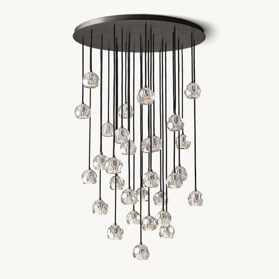 Boule dee Cristal Clear Smoke Glass Round Cluster Chandelier
