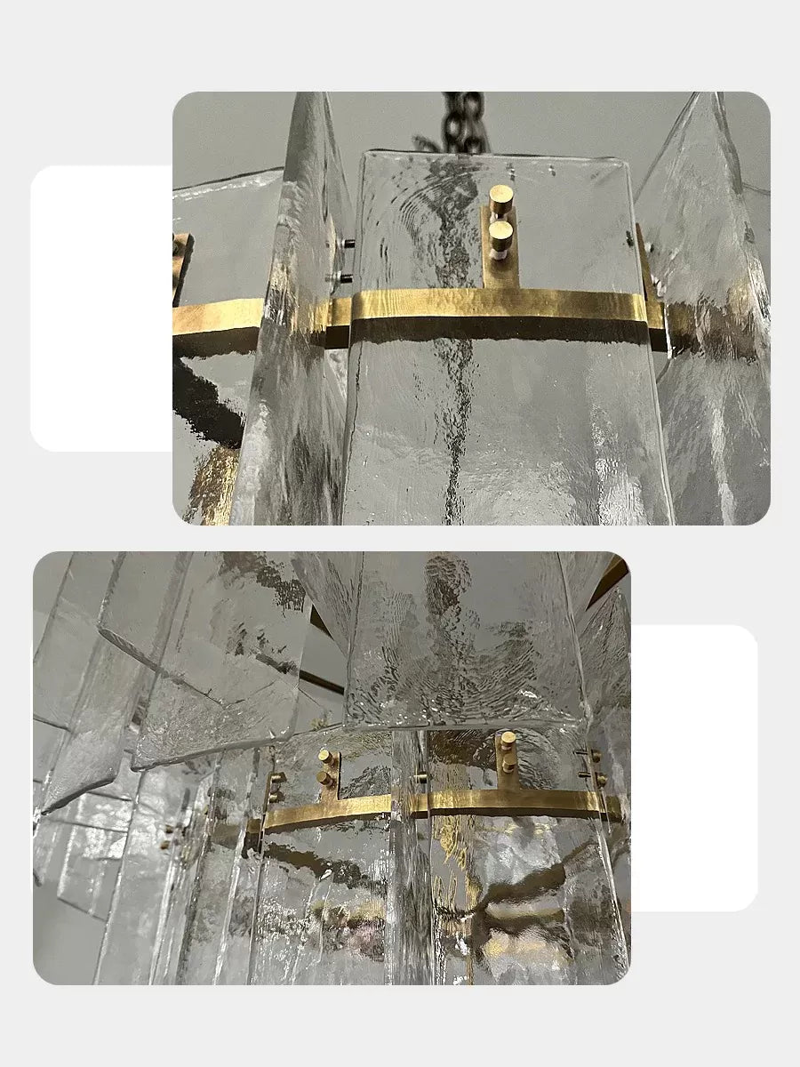 Lattica Smoke Glass Tiered Gold Chandelier for Foyer, Living Room, Entryway