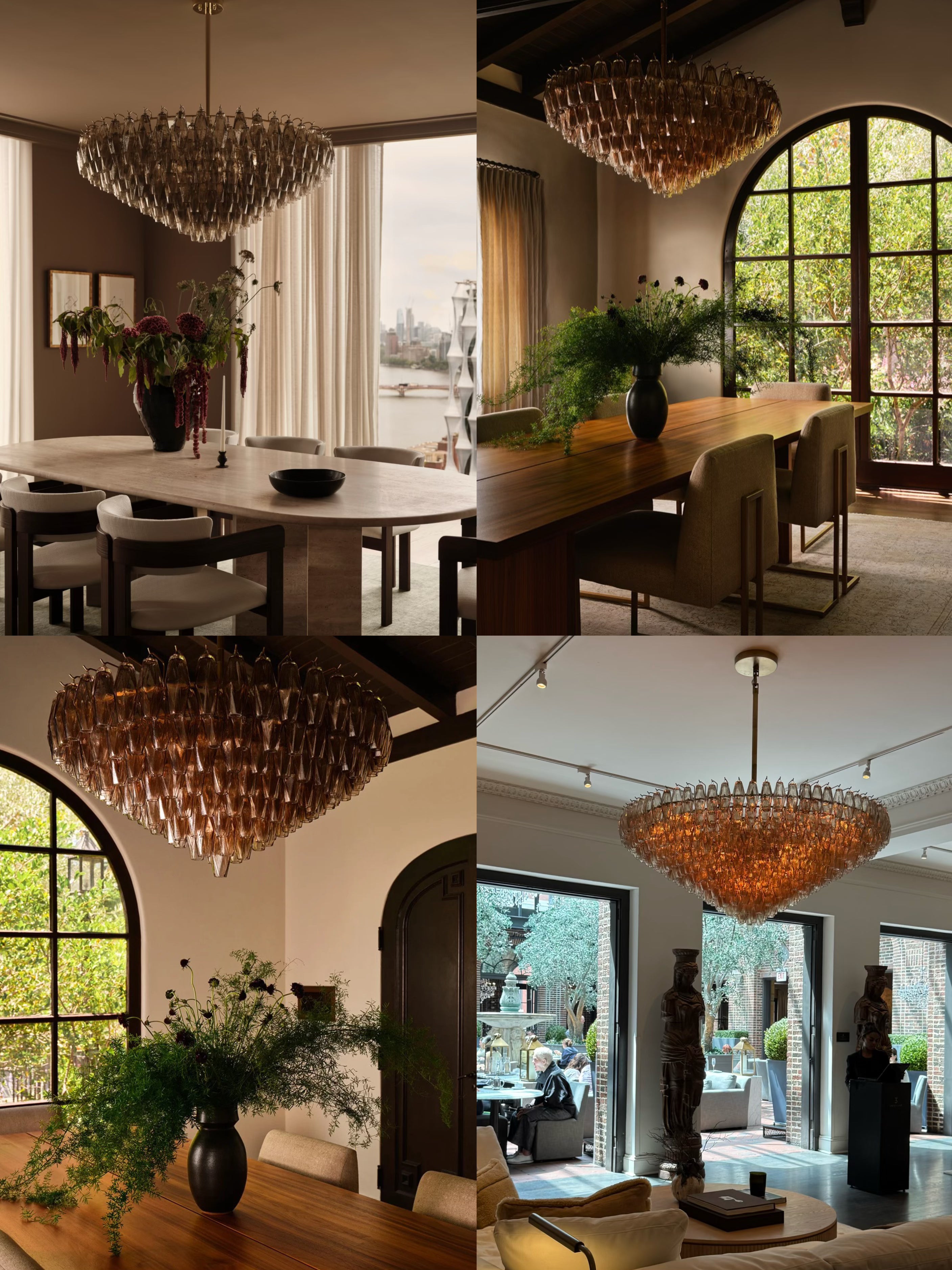 CHIARAD SMOKE GLASS TIERED ROUND CHANDELIER