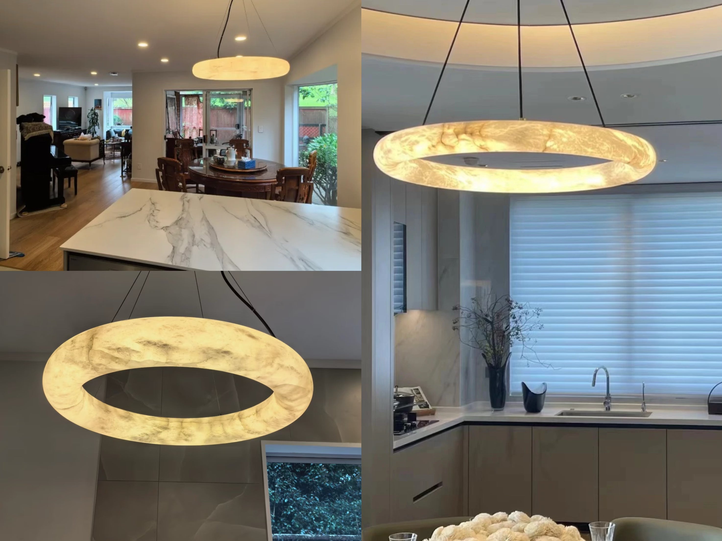 Halima Halo Round Alabaster Chandelier