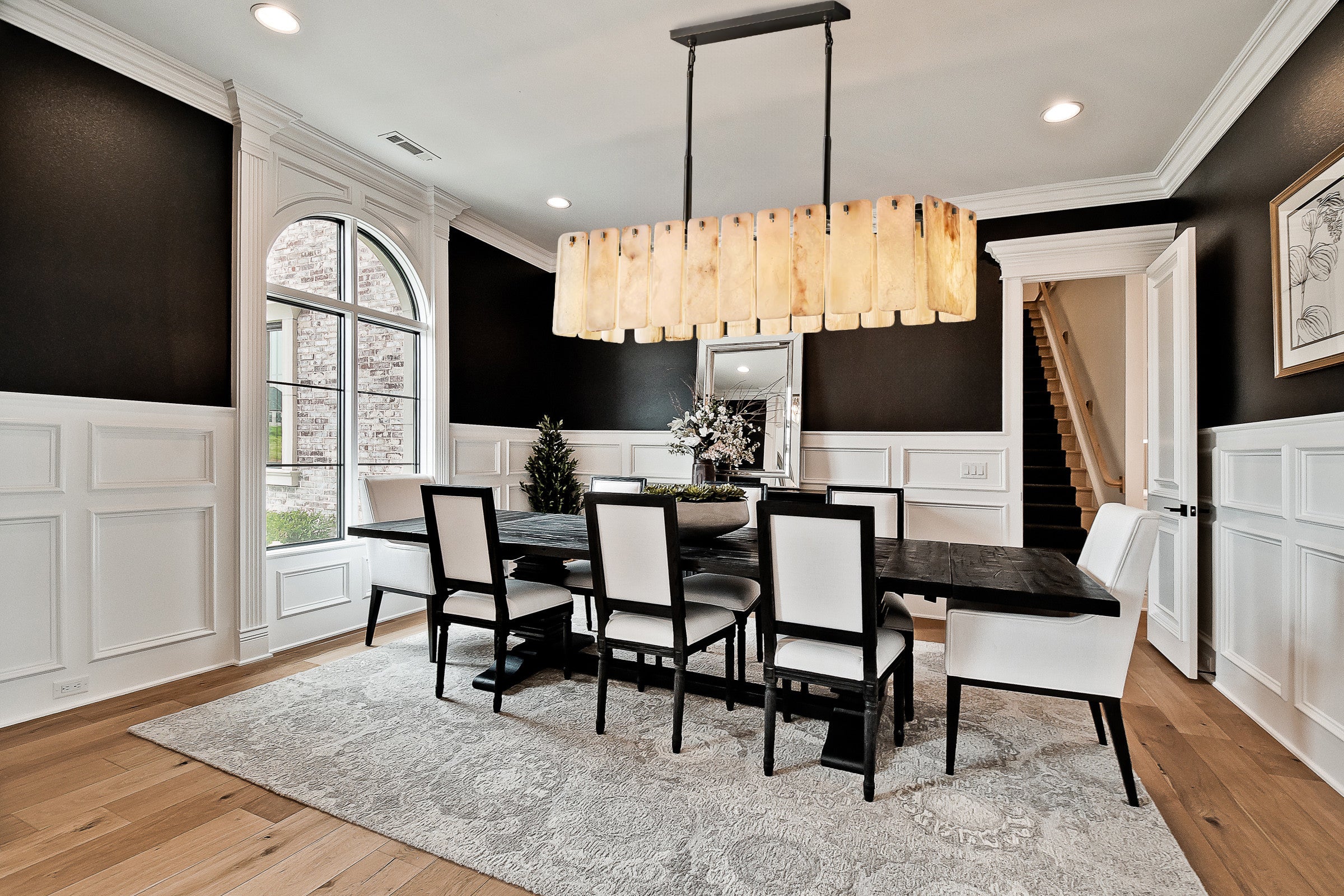 Calamettea Onyx Rectangular Chandelier, Chandelier for Dining Room