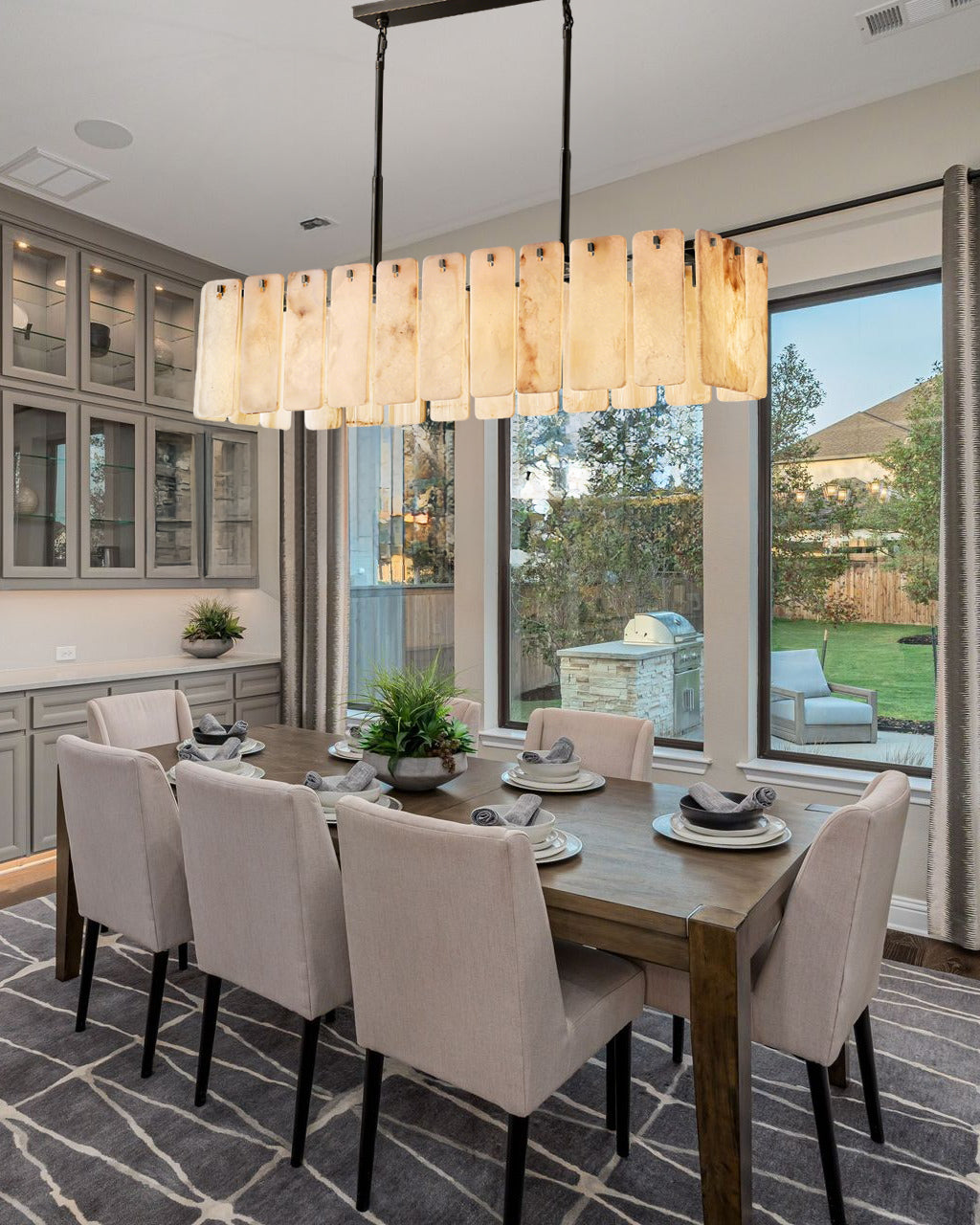 Calamettea Onyx Rectangular Chandelier, Chandelier for Dining Room