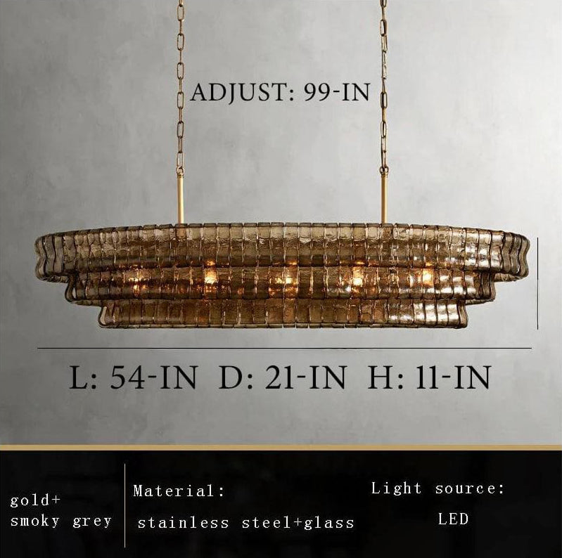 Ghiaccio Smoke Class Oval Chandelier 54"/ 65"