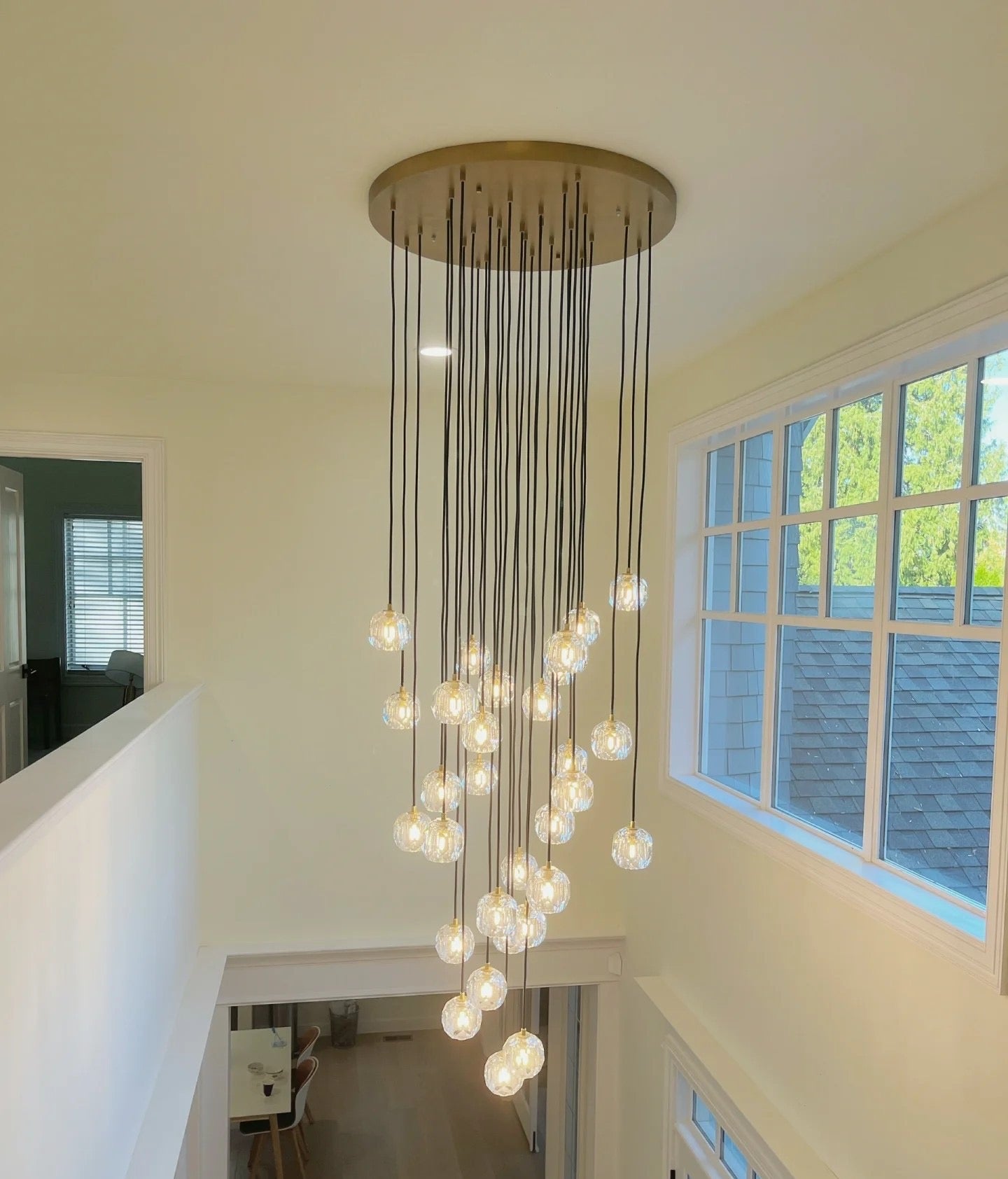 Boule dee Cristal Clear Smoke Glass Round Cluster Chandelier