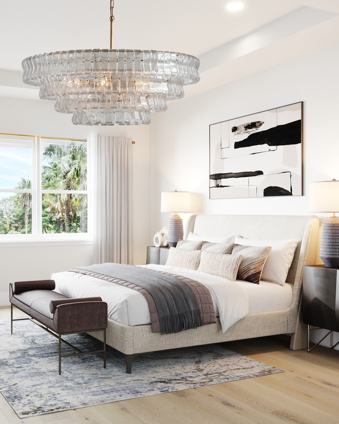 Ghiaccio Smoke Class Round Chandelier 24"36"48"60"