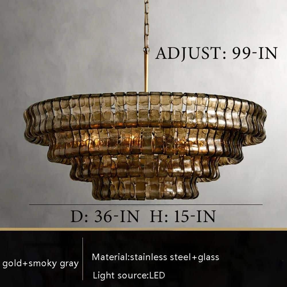 Ghiaccio Smoke Class Round Chandelier 24"36"48"60"