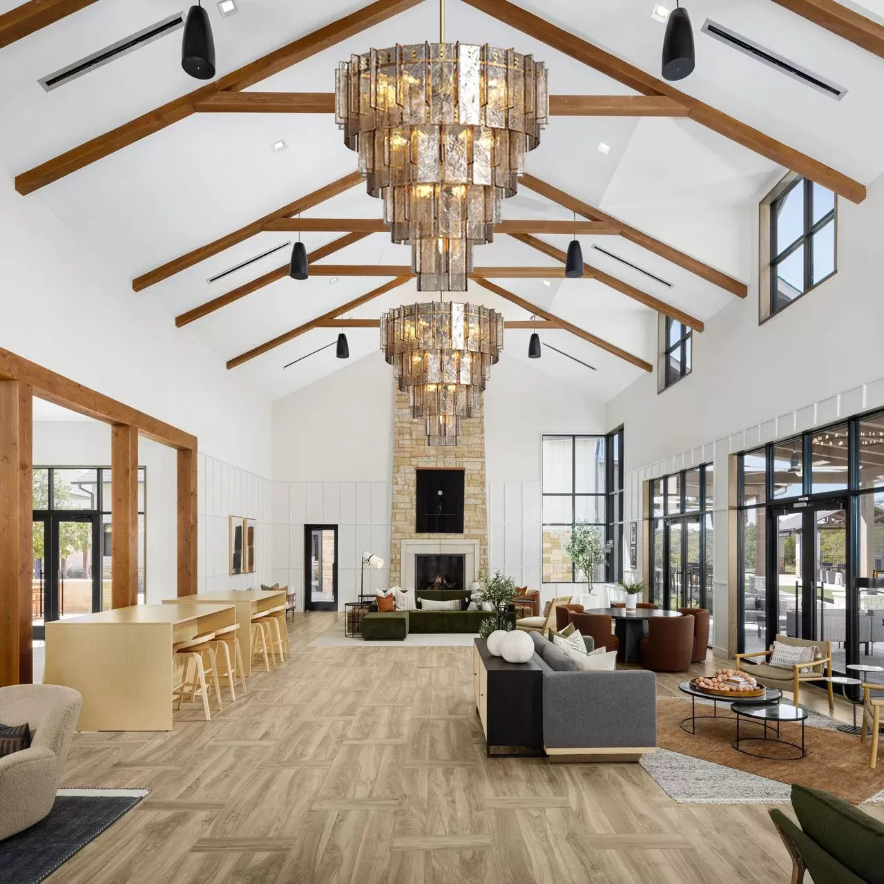 Lattica Smoke Glass Tiered Gold Chandelier for Foyer, Living Room, Entryway