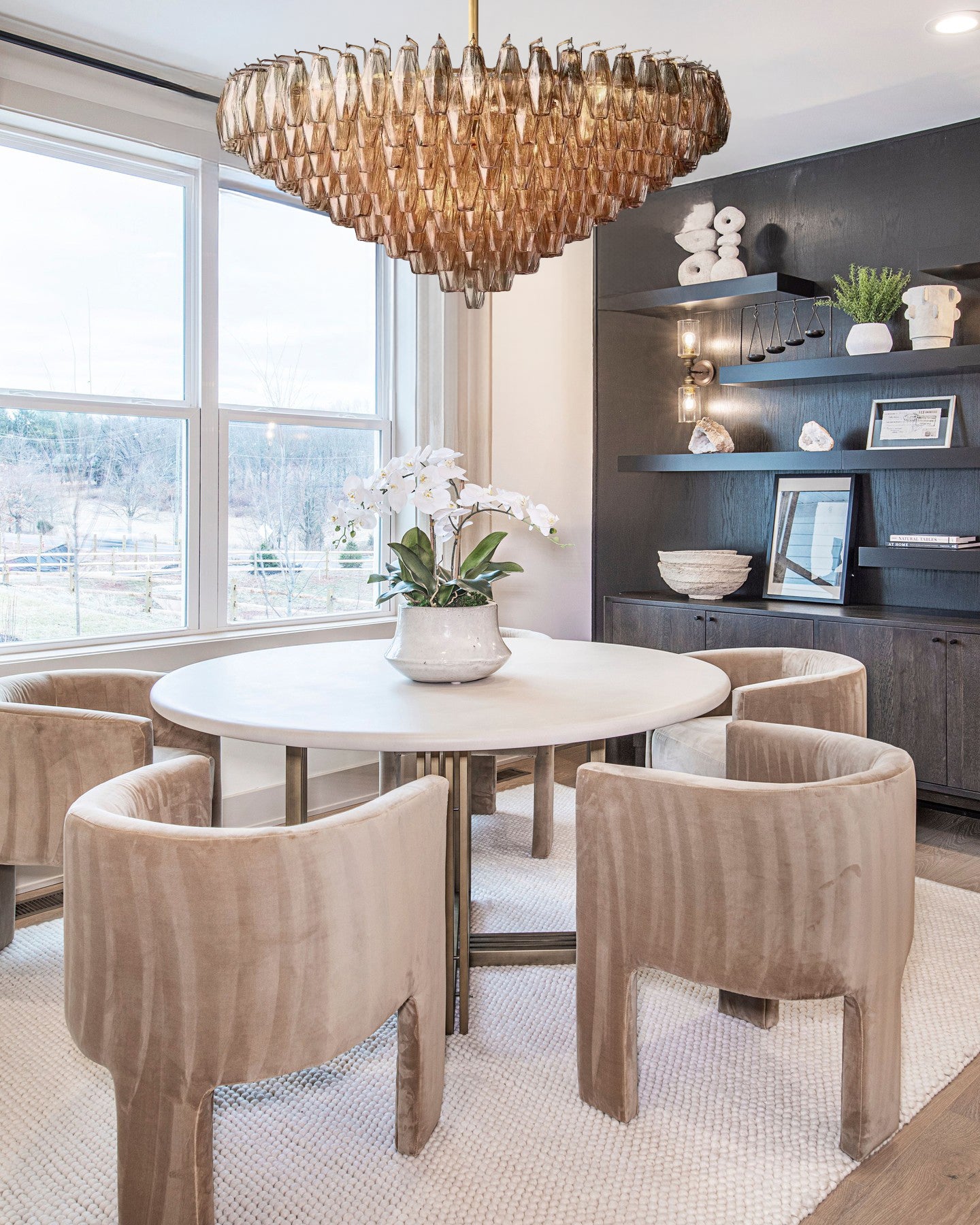 CHIARAD SMOKE GLASS TIERED ROUND CHANDELIER