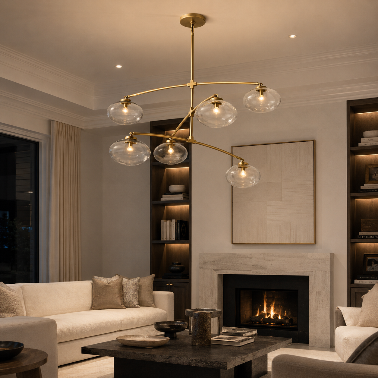 Cabrettent Clear Glass Mobile Round Chandelier