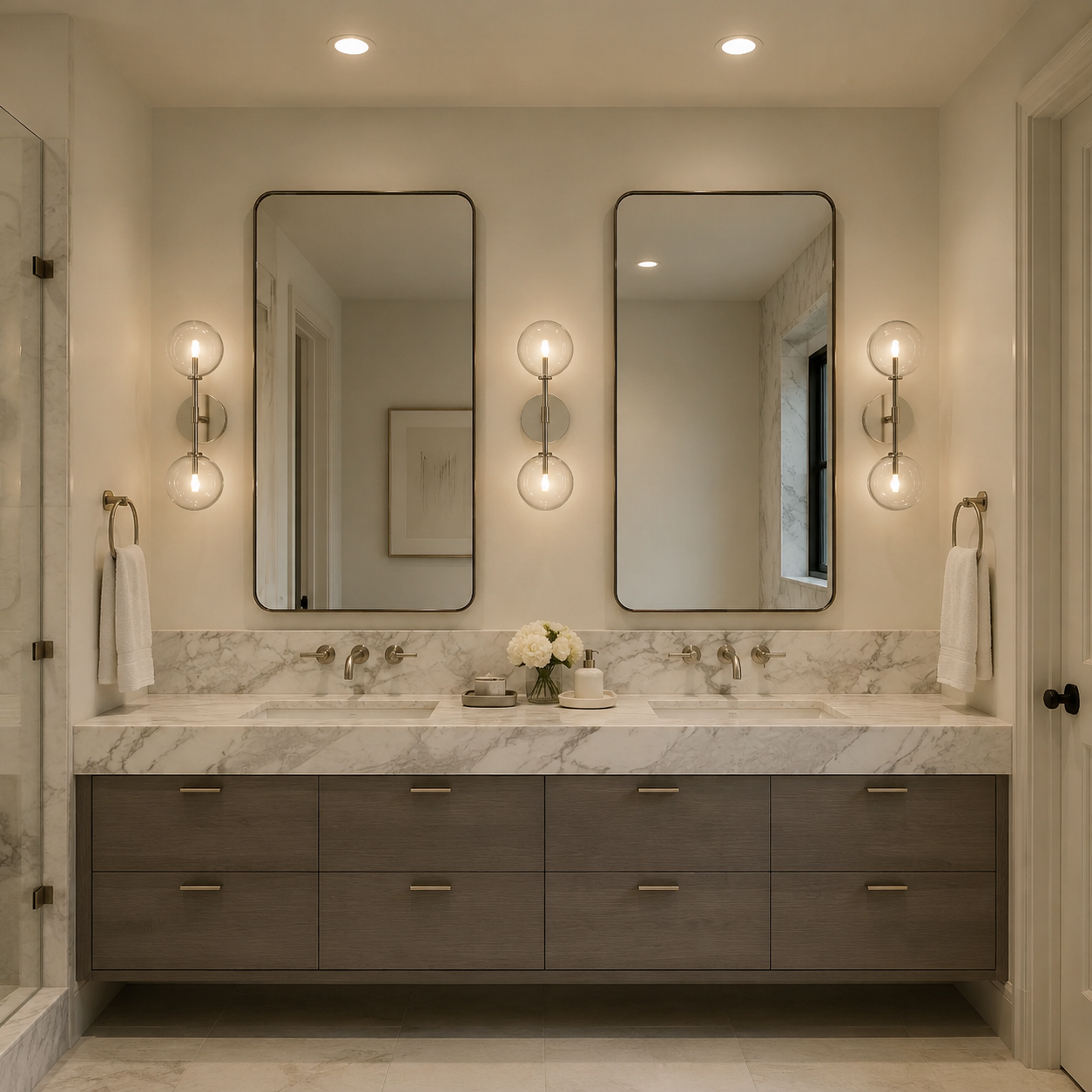 Clear Glass Globe Linear Sconce