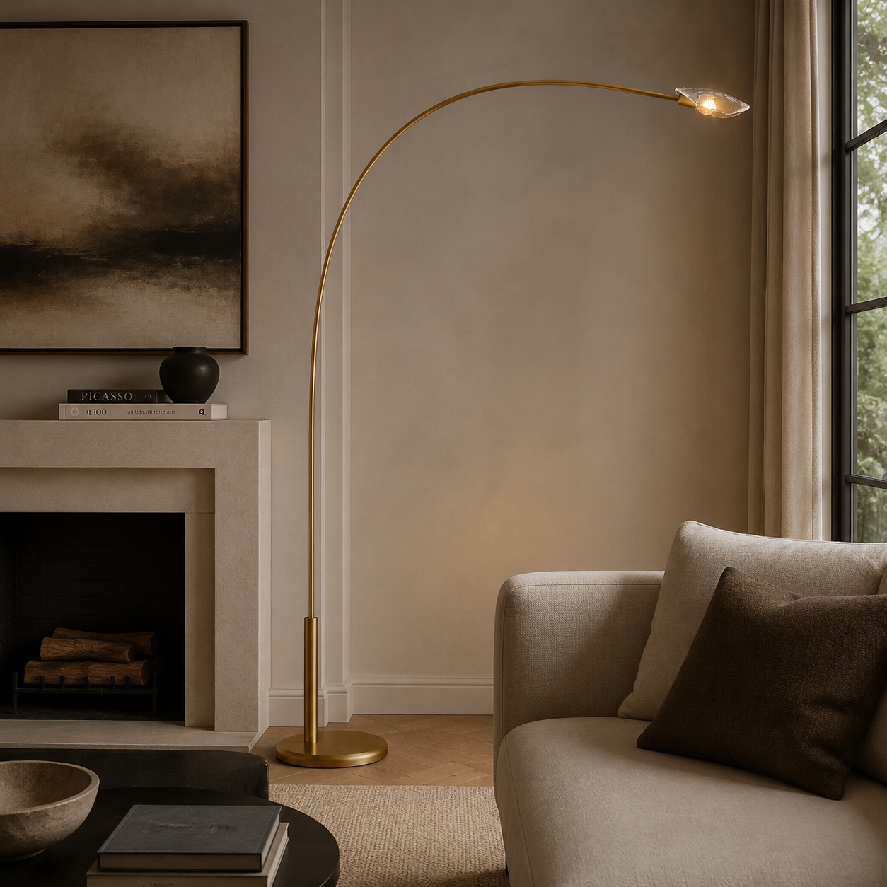 Shellish Clear/Smoke Glass Floor Lamp
