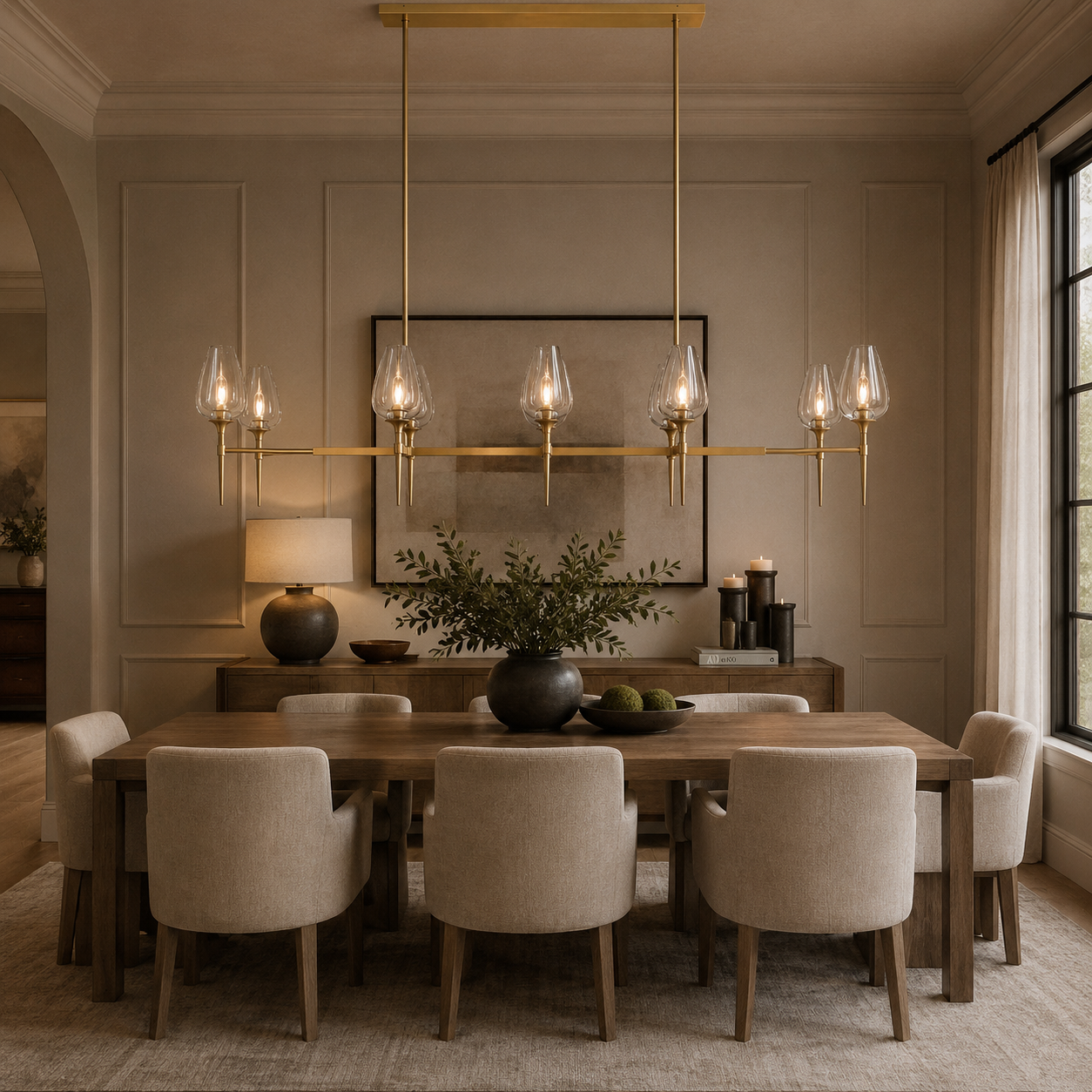 Tulip Glass Linear Chandelier