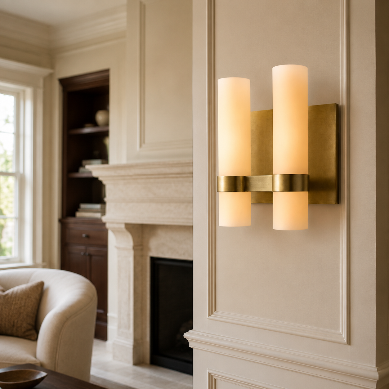 Lavellen Milk Glass Double Sconce