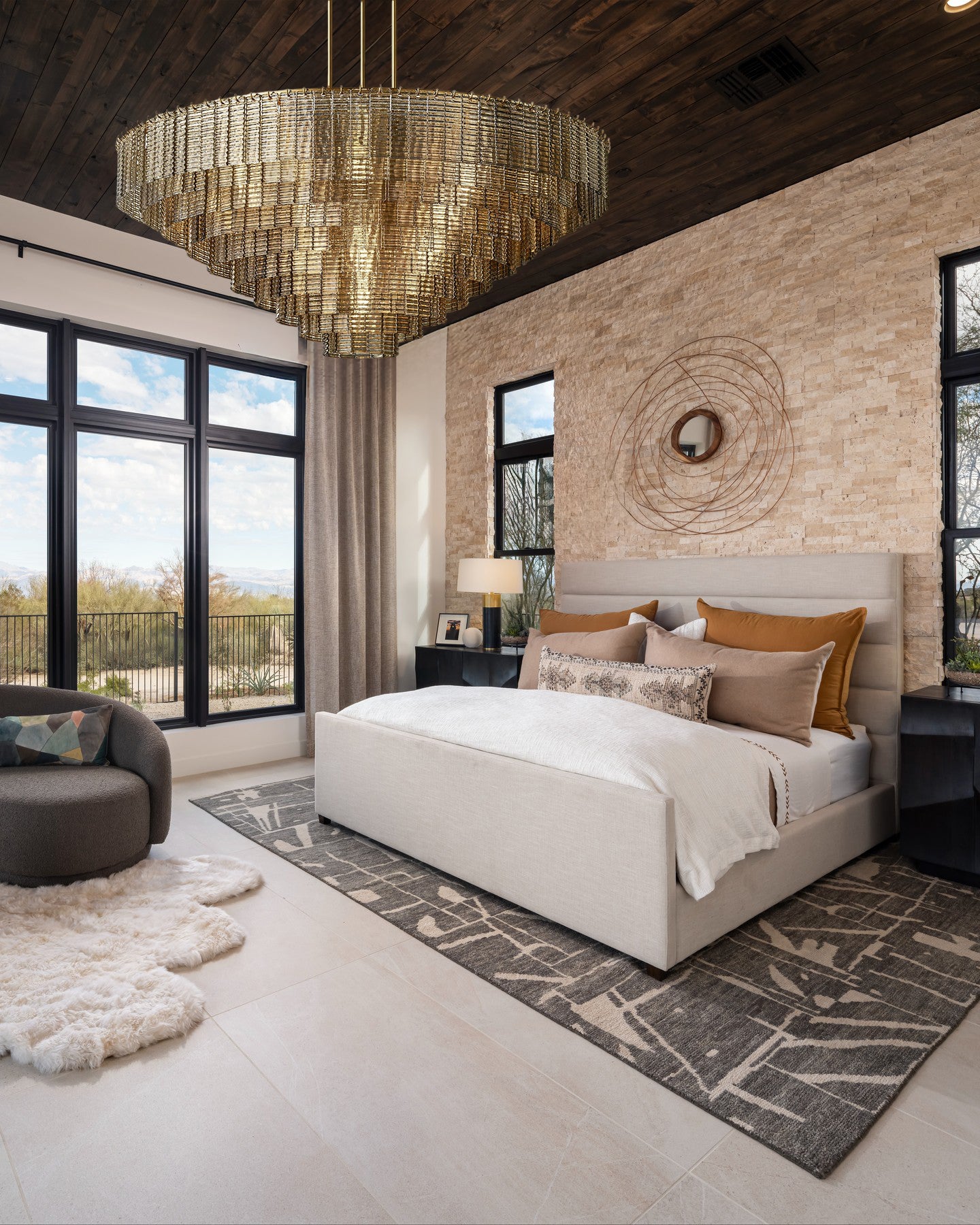 Sirenel Smoke Glass Round Chandelier