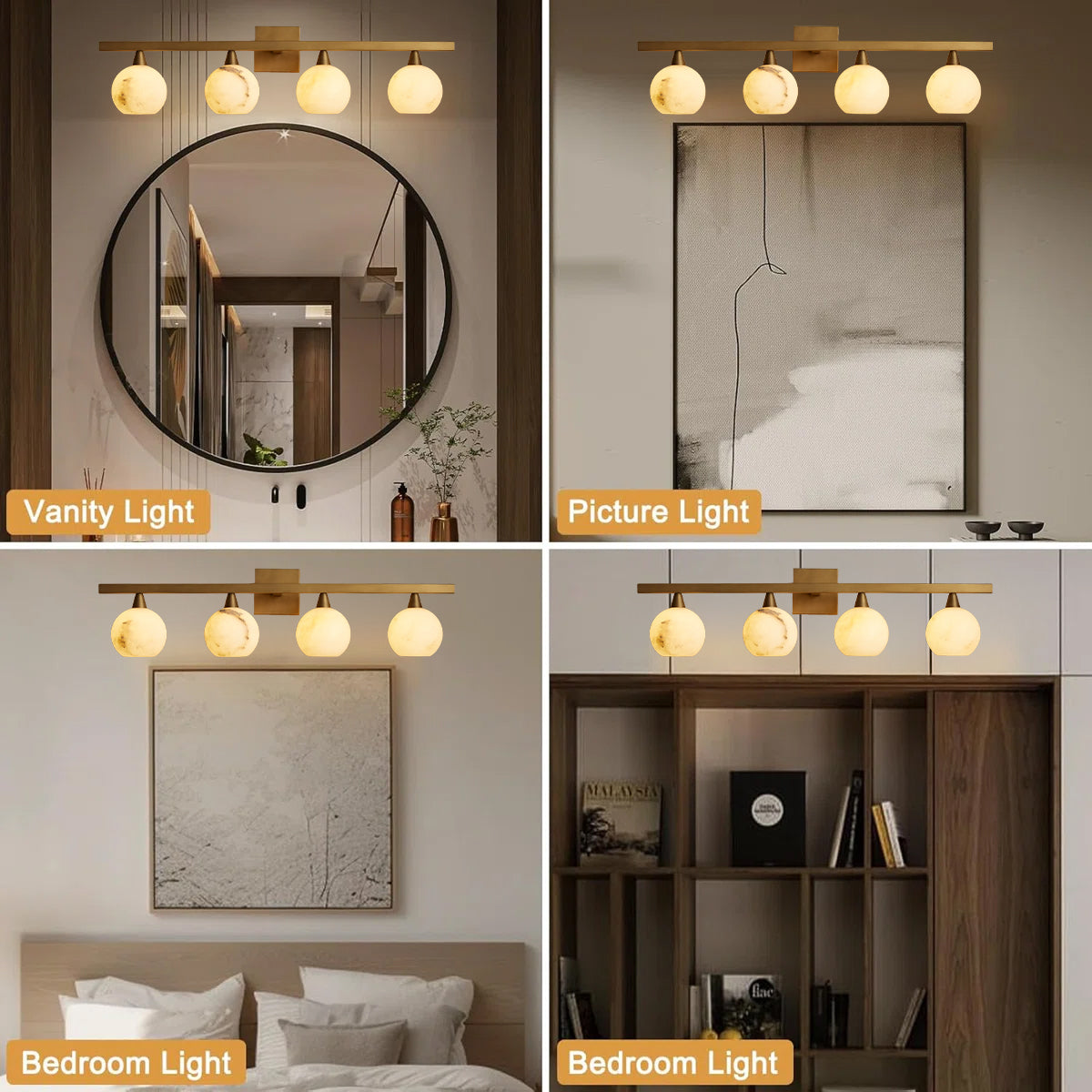 Arica 4-Light Bathroom Alabaster Sconce