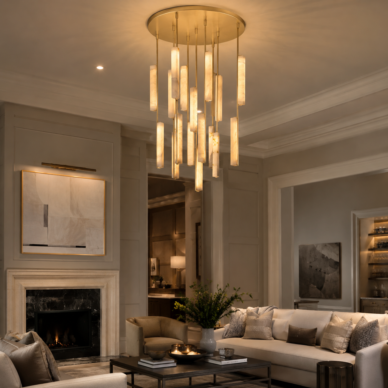 Audubond Alabaster Round Chandelier