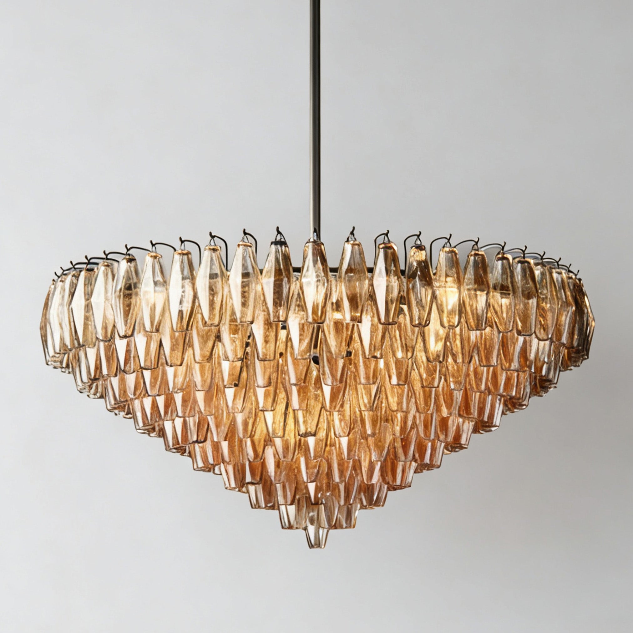 CHIARAD SMOKE GLASS TIERED ROUND CHANDELIER