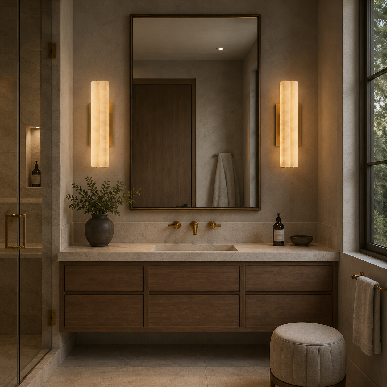 Audubond Alabaster Double Sconce