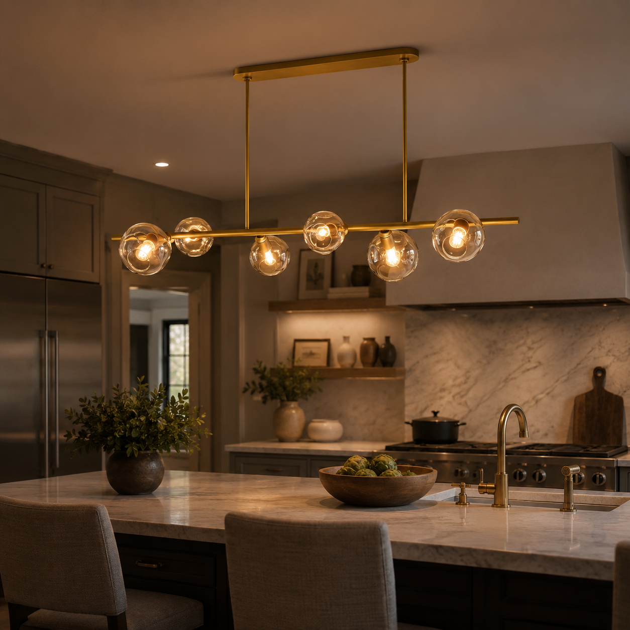 Bubbal Clear Glass Linear Chandelier