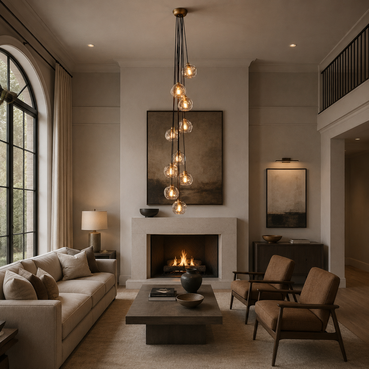 Bubbal Clear/Smoke Glass Cascade Pendant