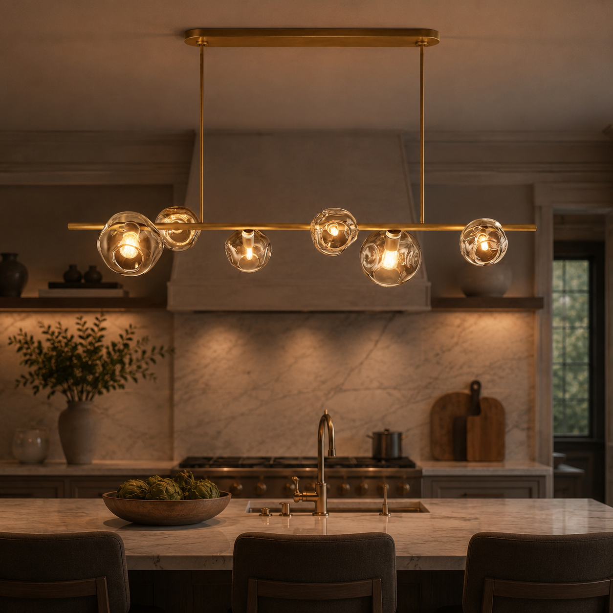 Bubbal Smoke Glass Linear Chandelier
