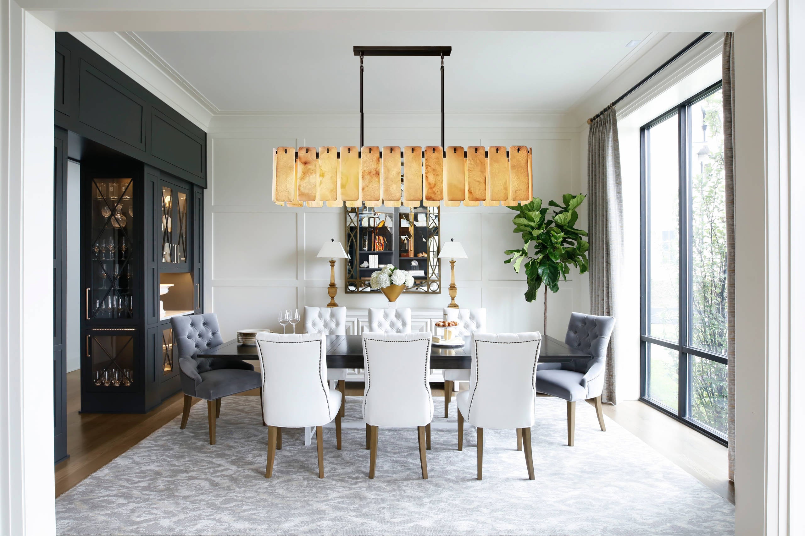 Calametta Onyx Rectangular Chandelier, Chandelier for Dining Room