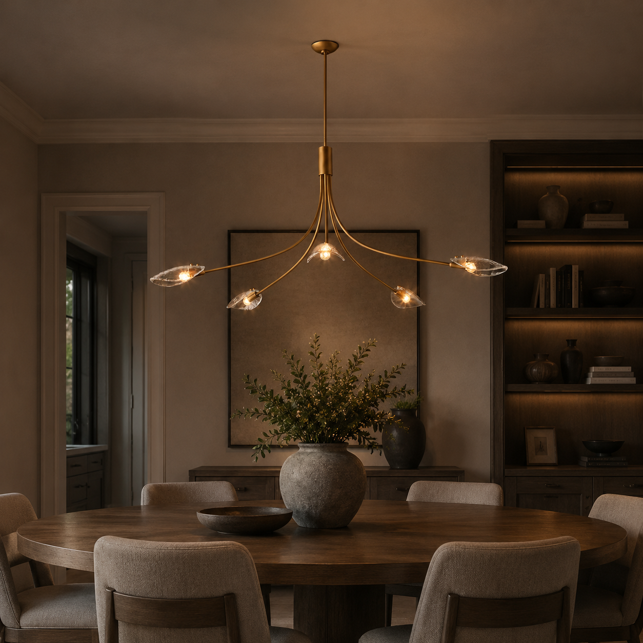 Shellish Clear Glass Round Chandelier