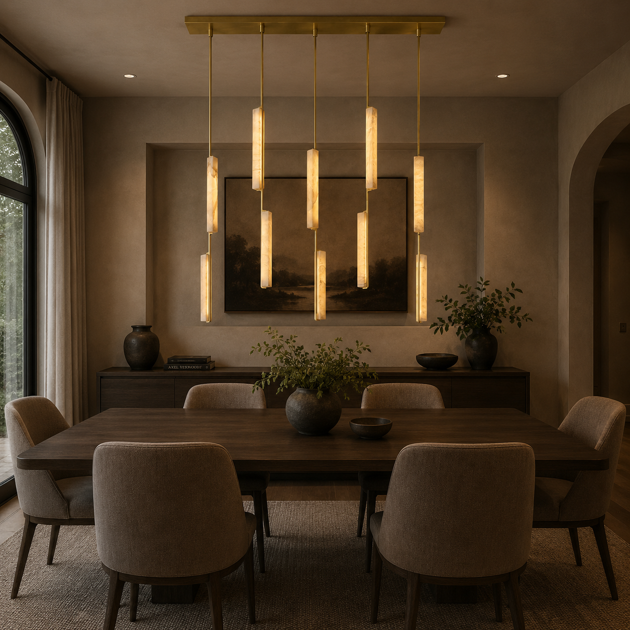 Audubond Alabaster Linear Chandelier 54"