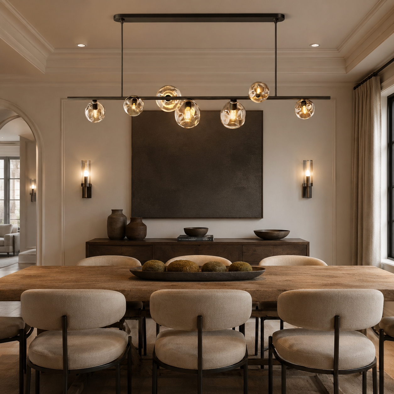 Bubbal Smoke Glass Linear Chandelier