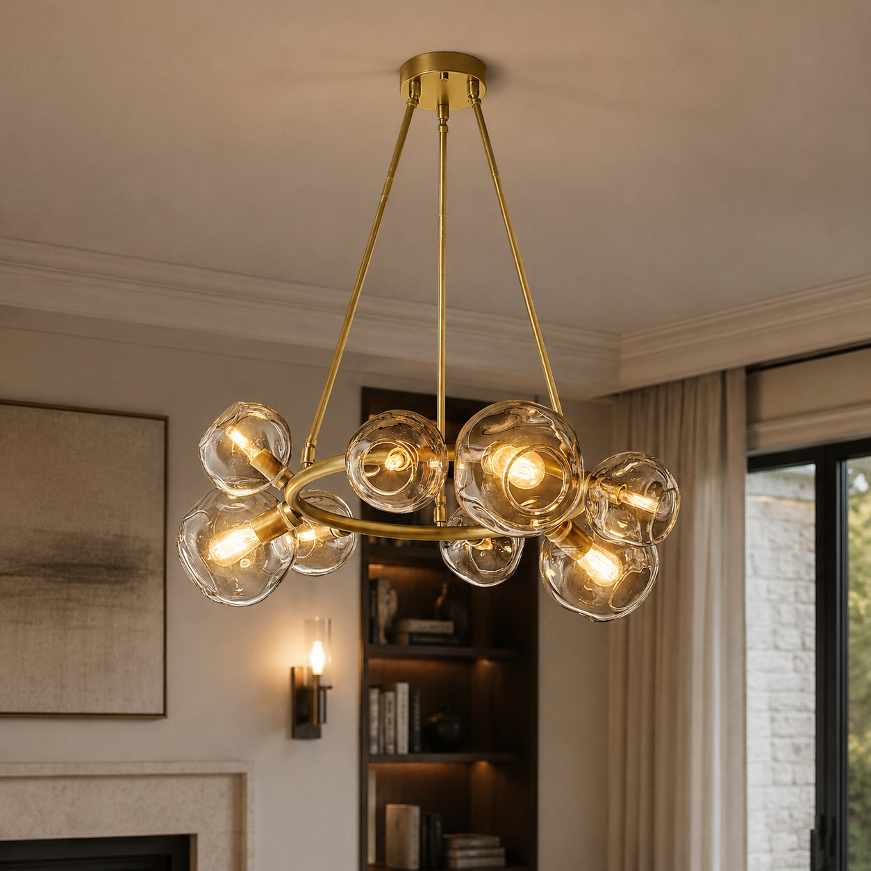 Bubbal Smoke Glass Round Chandelier