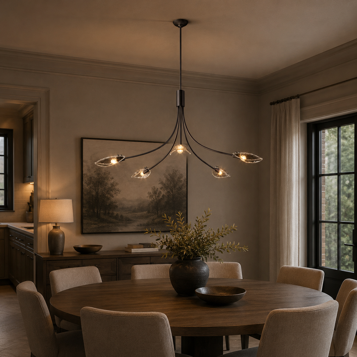 Shellish Smoke Glass Round Chandelier