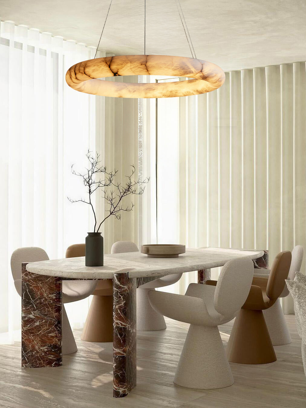 Halima Halo Round Alabaster Chandelier