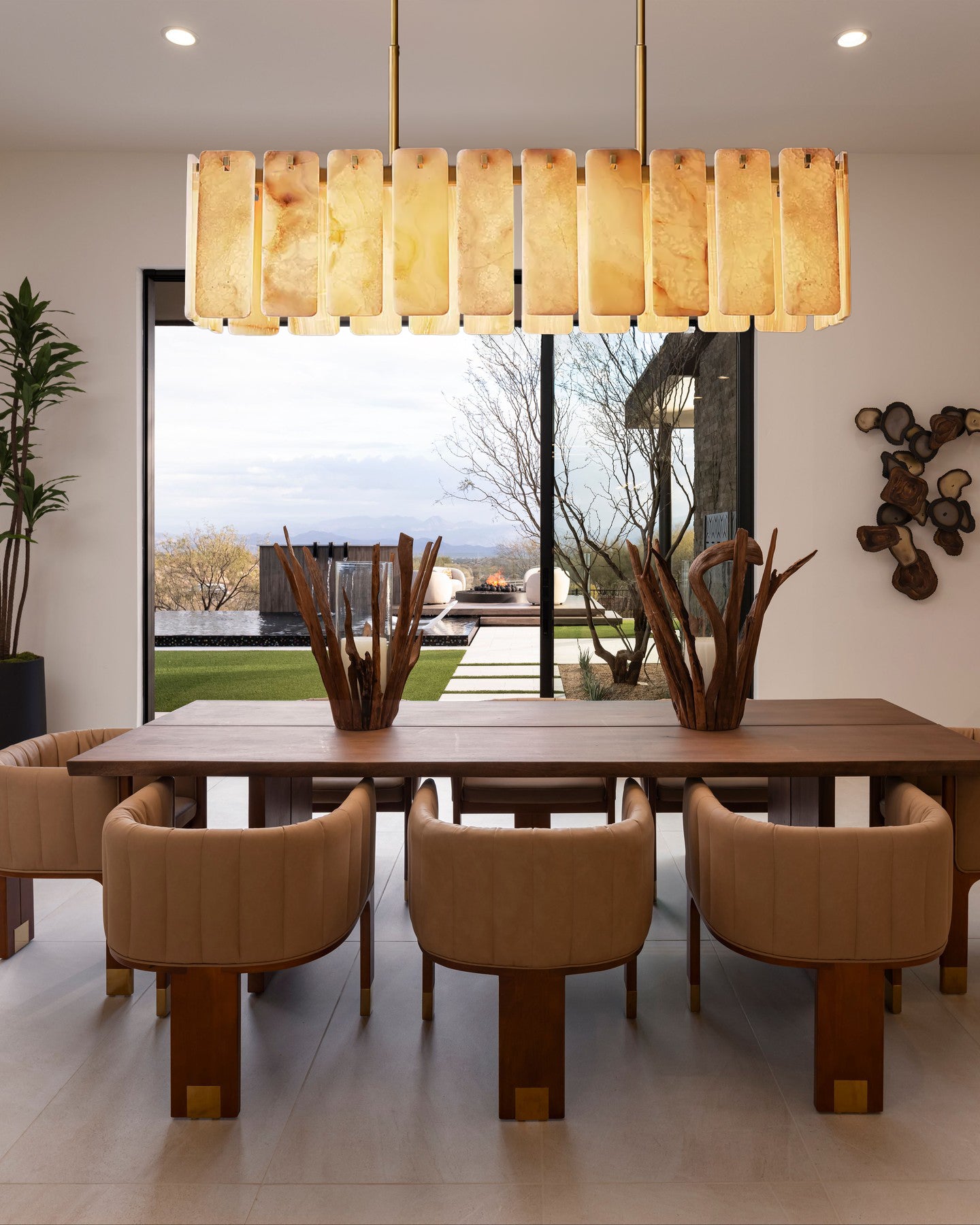 Calamettea Onyx Rectangular Chandelier, Chandelier for Dining Room