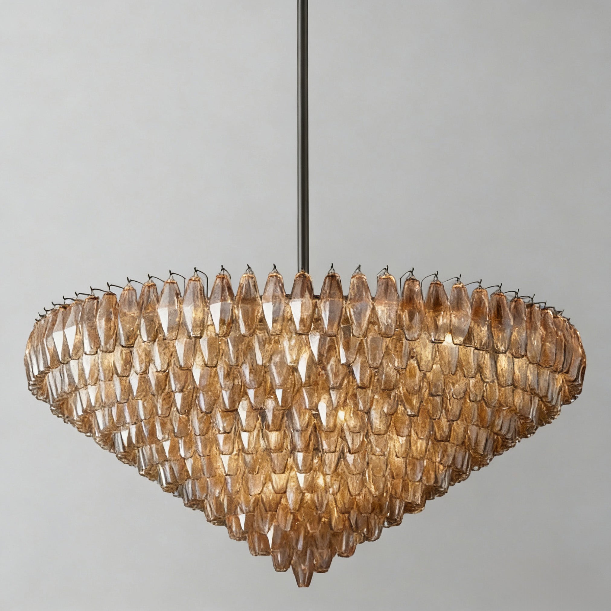 CHIARAD SMOKE GLASS TIERED ROUND CHANDELIER