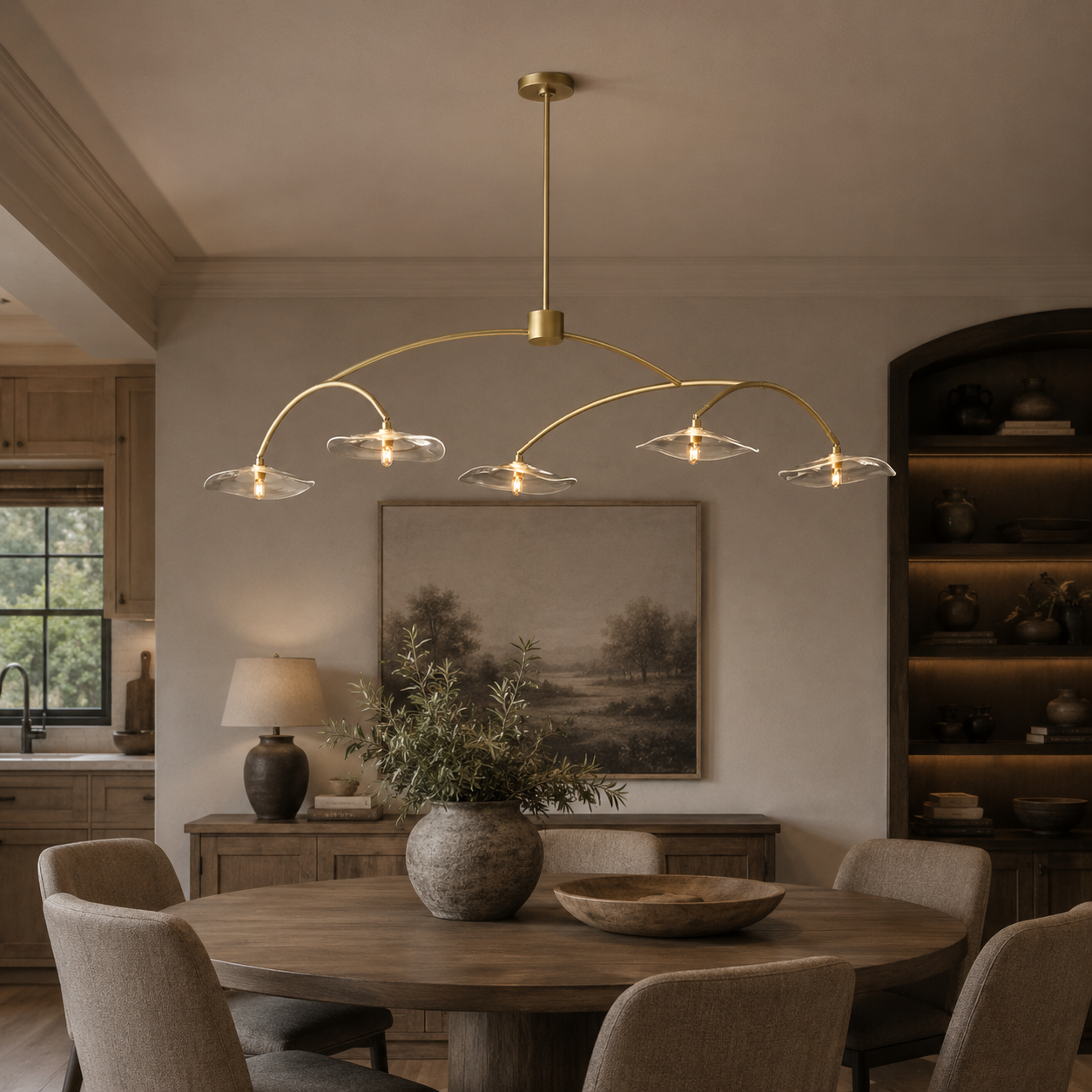 Lilies Clear/Smoke Glass Linear Chandelier