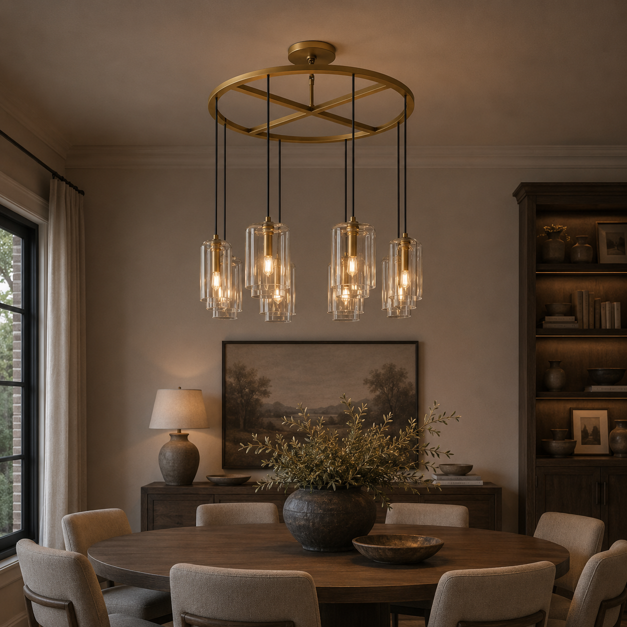 Lacourish Clear/Amber Glass Round Chandelier
