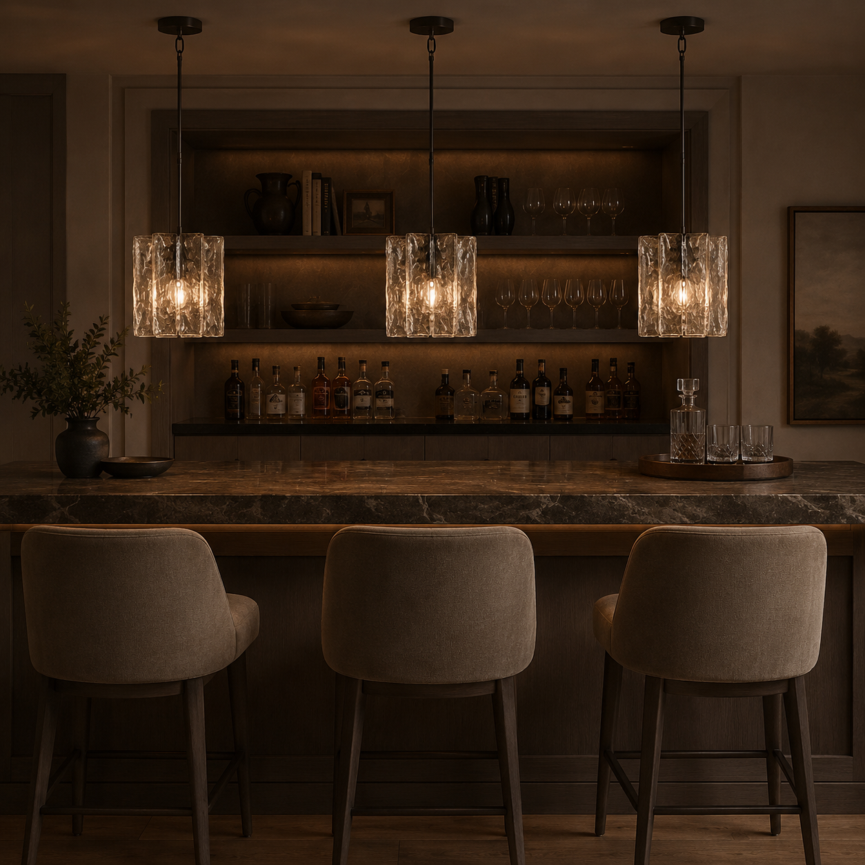 Lattica Smoke/Clear Glass Pendant