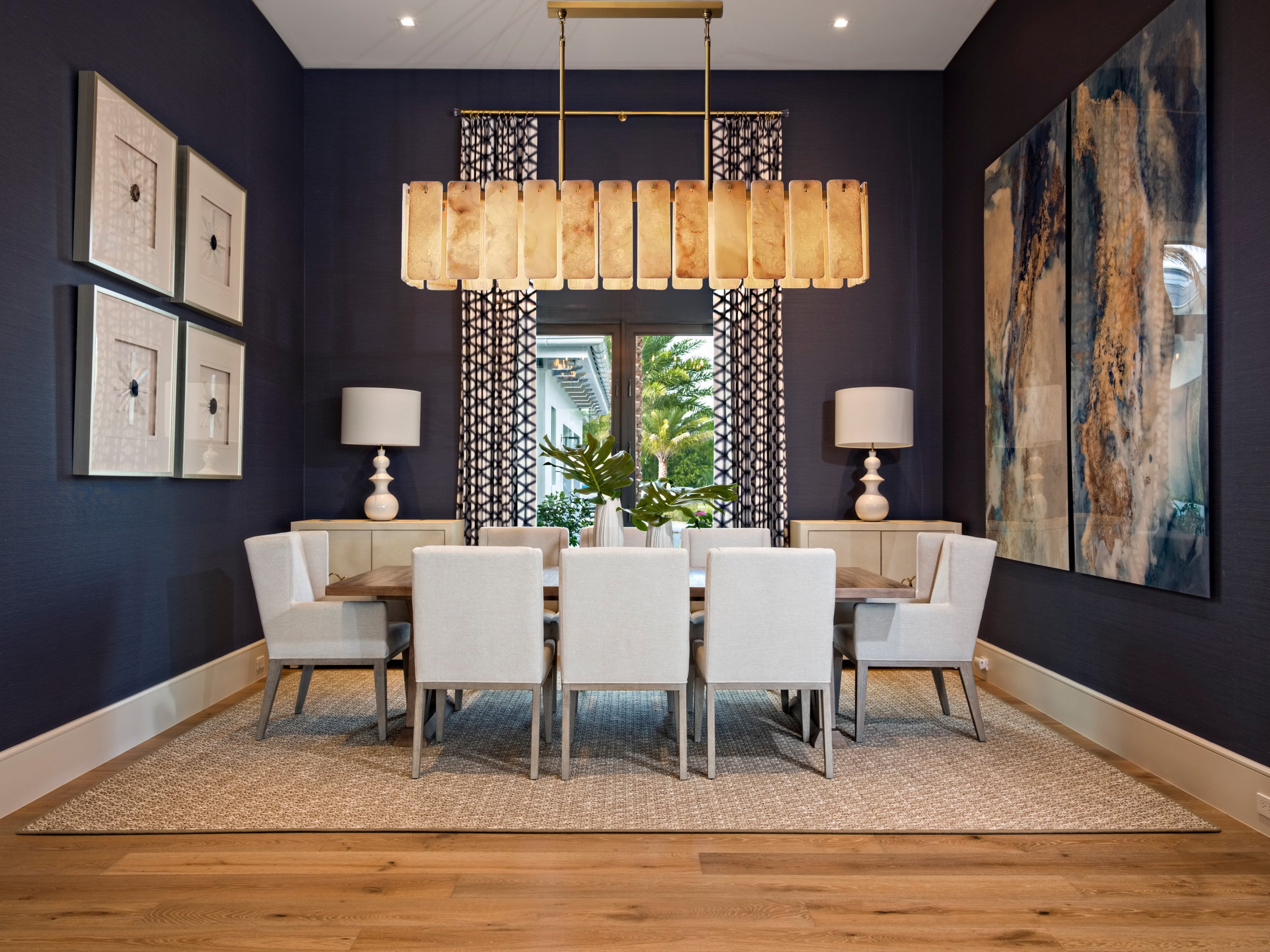 Calametta Onyx Rectangular Chandelier, Chandelier for Dining Room