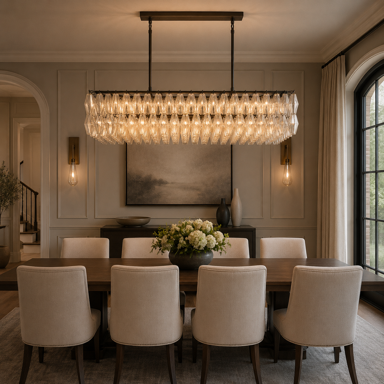 Chiarad Clear Glass Rectangular Chandelier