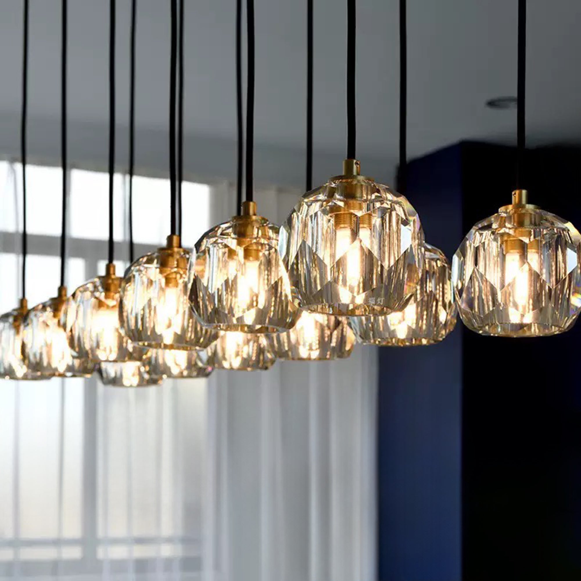 Boule dee Cristal Clear Smoke Glass Round Cluster Chandelier