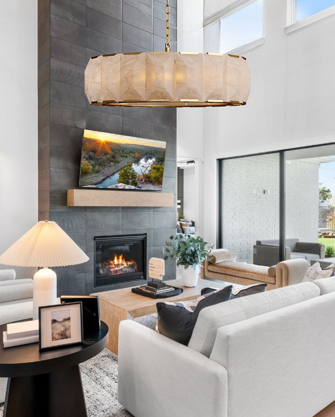 Harlowa Calcite Round Chandelier