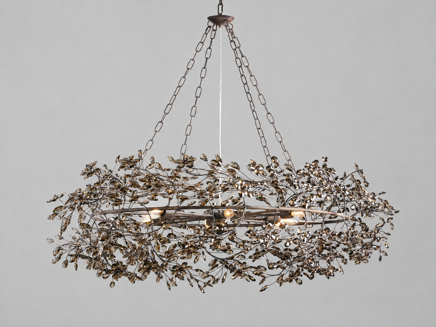 Fiore 48" Crown Chandelier in Bronze with Smoke Glass