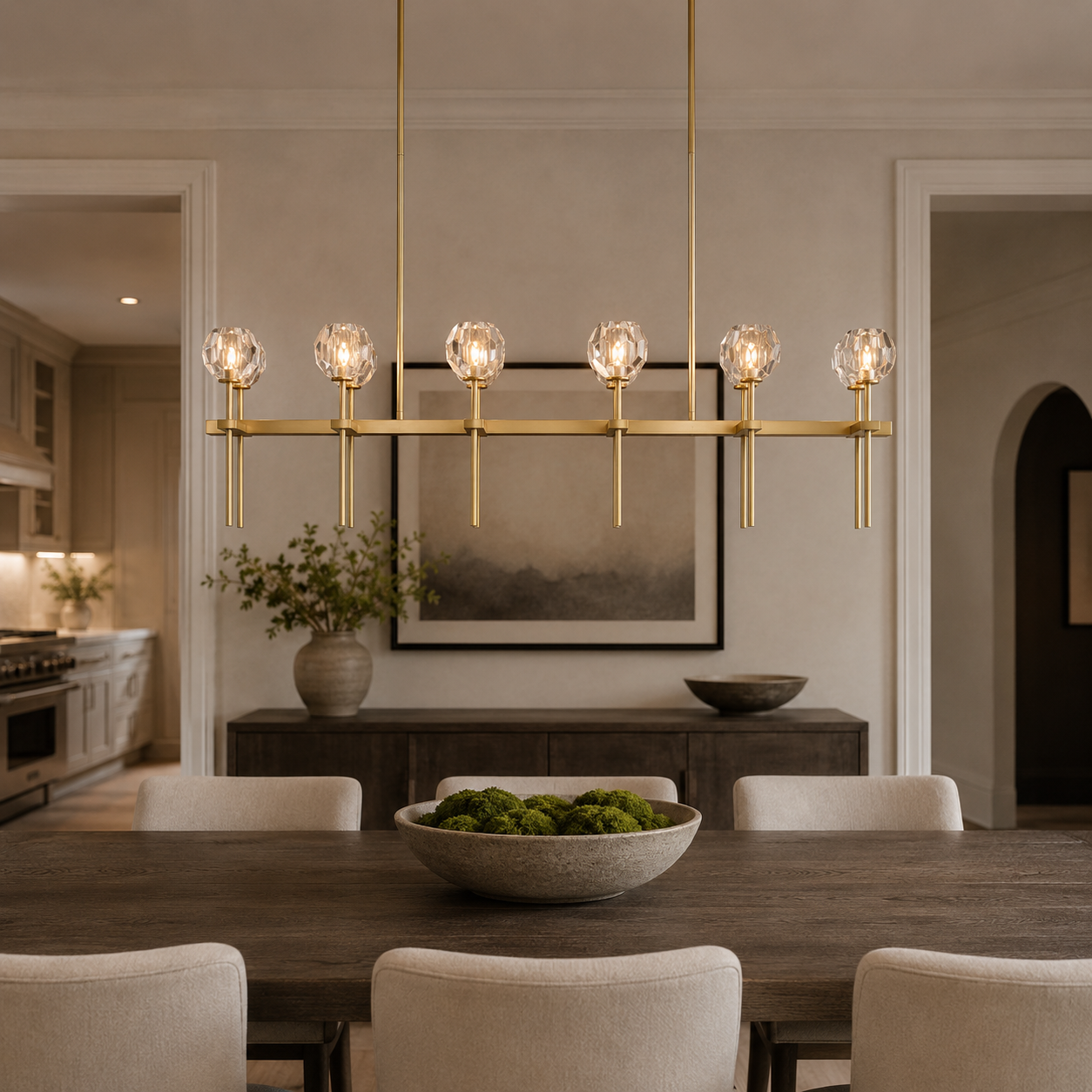Boule Dee Cristal Smoke Glass Double Linear Chandelier