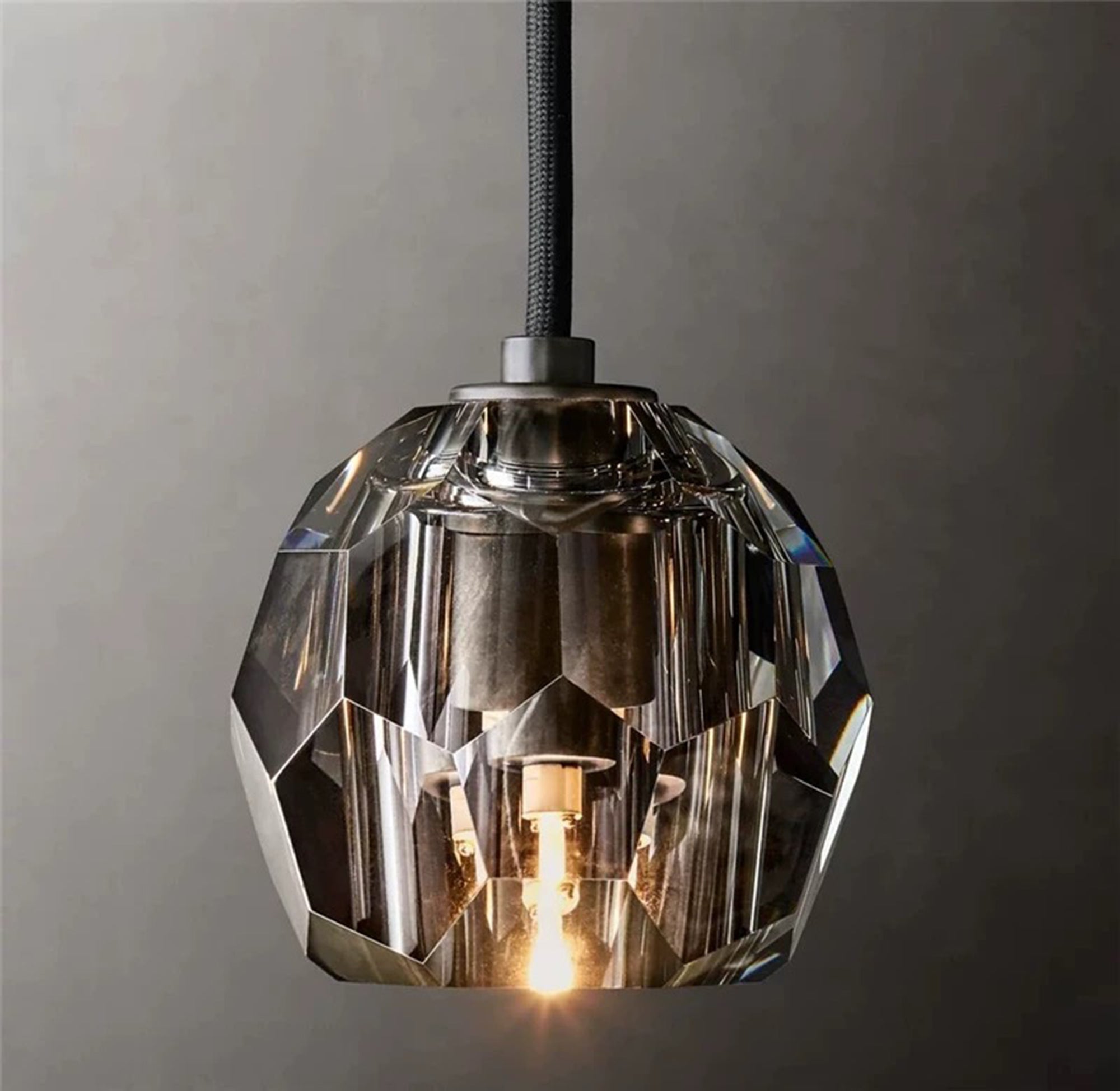 Boule dee Cristal Clear Smoke Glass Round Cluster Chandelier